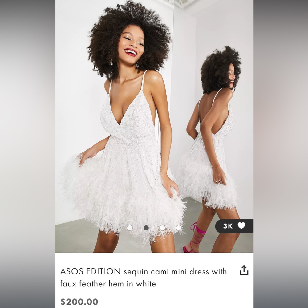 ASOS EDITION white sequins cami feather dress